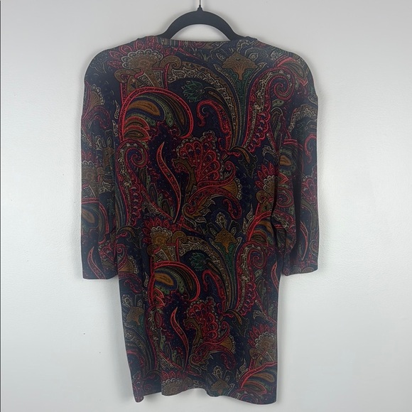 Ralph Lauren Fitted Multicoloured Abstract Artsy Pattern 3/4 Sleeve Top Size XL - Picture 9 of 9